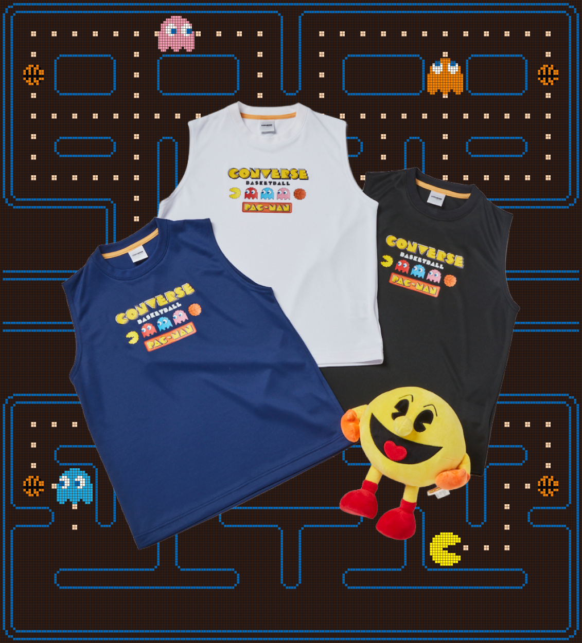 コンバース × パックマン コラボノースリーブシャツ